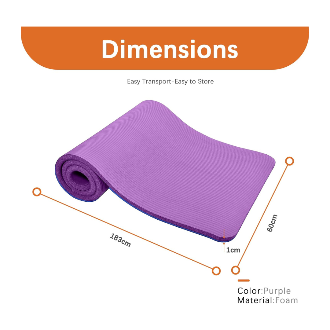 Yoga Mat with Carrying Strap – Non-Slip, 10mm Thick, Portable – Gulf Baskets