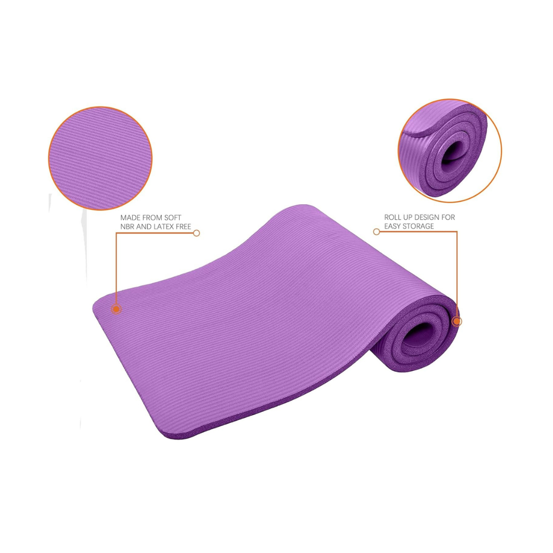 Yoga Mat with Carrying Strap – Non-Slip, 10mm Thick, Portable – Gulf Baskets